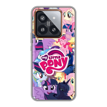 Силиконовый чехол на Xiaomi 14 Pro с принтом My little pony Дружба чудо
