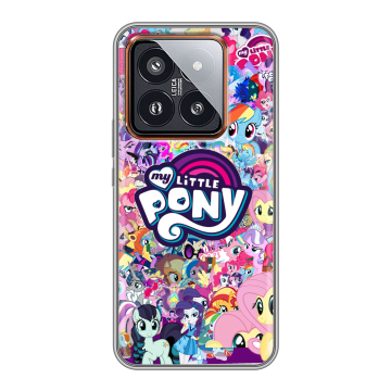 Силиконовый чехол на Xiaomi 14 Pro с принтом My little pony Дружба чудо Силиконовый чехол на Xiaomi 14 Pro с принтом My little pony Дружба чудо