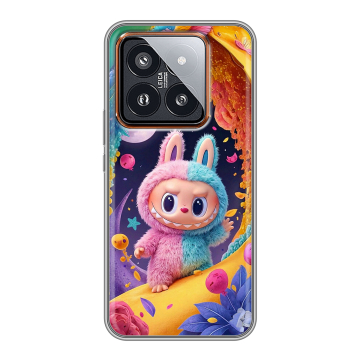 Силиконовый чехол на Xiaomi 14 Pro с принтом Labubu Лабубу Силиконовый чехол на Xiaomi 14 Pro с принтом Labubu Лабубу