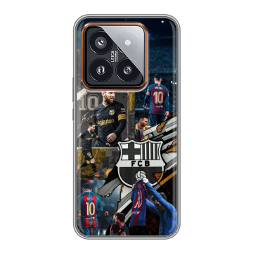 Силиконовый чехол на Xiaomi 14 Pro с принтом Messi Barcelona Силиконовый чехол на Xiaomi 14 Pro с принтом Messi Barcelona