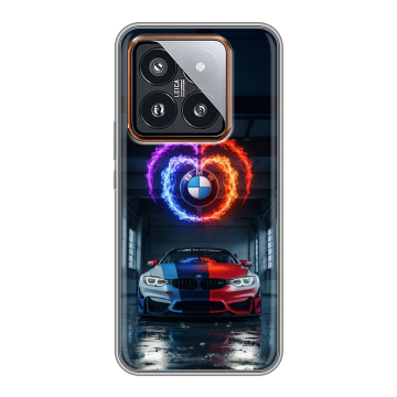 Силиконовый чехол на Xiaomi 14 Pro с принтом BMW БМВ Силиконовый чехол на Xiaomi 14 Pro с принтом BMW БМВ