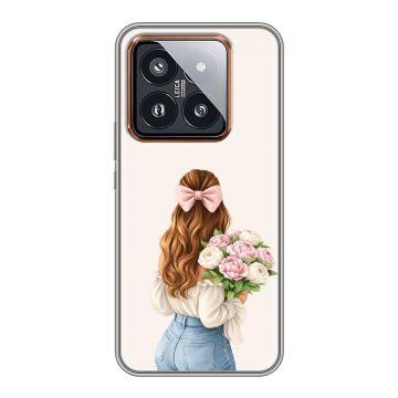 Силиконовый чехол на Xiaomi 14 Pro с принтом женский