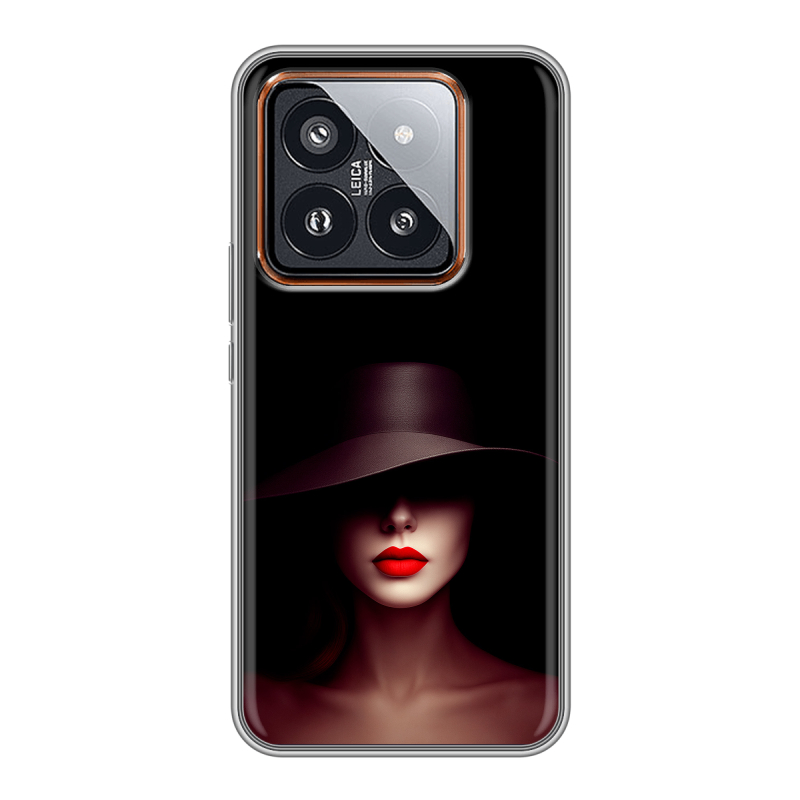 Силиконовый чехол на Xiaomi 14 Pro с принтом Девушка в шляпе Силиконовый чехол на Xiaomi 14 Pro с принтом Девушка в шляпе