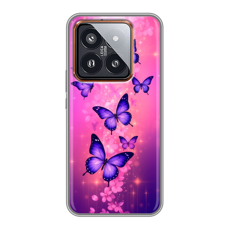 Силиконовый чехол на Xiaomi 14 Pro с принтом Бабочки Силиконовый чехол на Xiaomi 14 Pro с принтом Бабочки