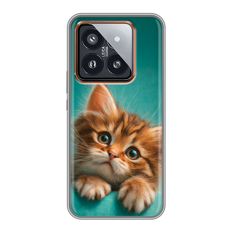 Силиконовый чехол на Xiaomi 14 Pro с принтом котенок Силиконовый чехол на Xiaomi 14 Pro с принтом котенок