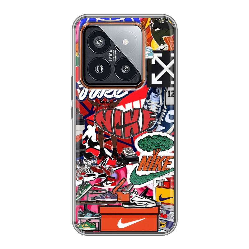 Силиконовый чехол на Xiaomi 14 Pro с принтом Найк Nike яркий Силиконовый чехол на Xiaomi 14 Pro с принтом Найк Nike яркий