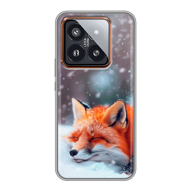 Силиконовый чехол на Xiaomi 14 Pro с принтом лиса Силиконовый чехол на Xiaomi 14 Pro с принтом лиса