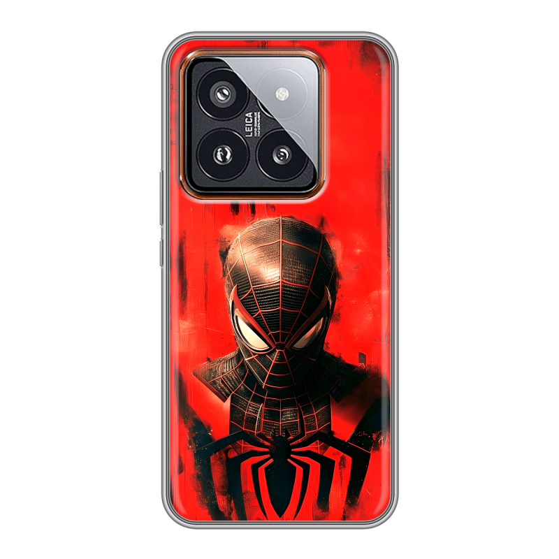 Силиконовый чехол на Xiaomi 14 Pro с принтом человек паук spiderman Силиконовый чехол на Xiaomi 14 Pro с принтом человек паук spiderman