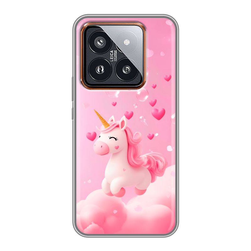 Силиконовый чехол на Xiaomi 14 Pro с принтом Единорог Силиконовый чехол на Xiaomi 14 Pro с принтом Единорог