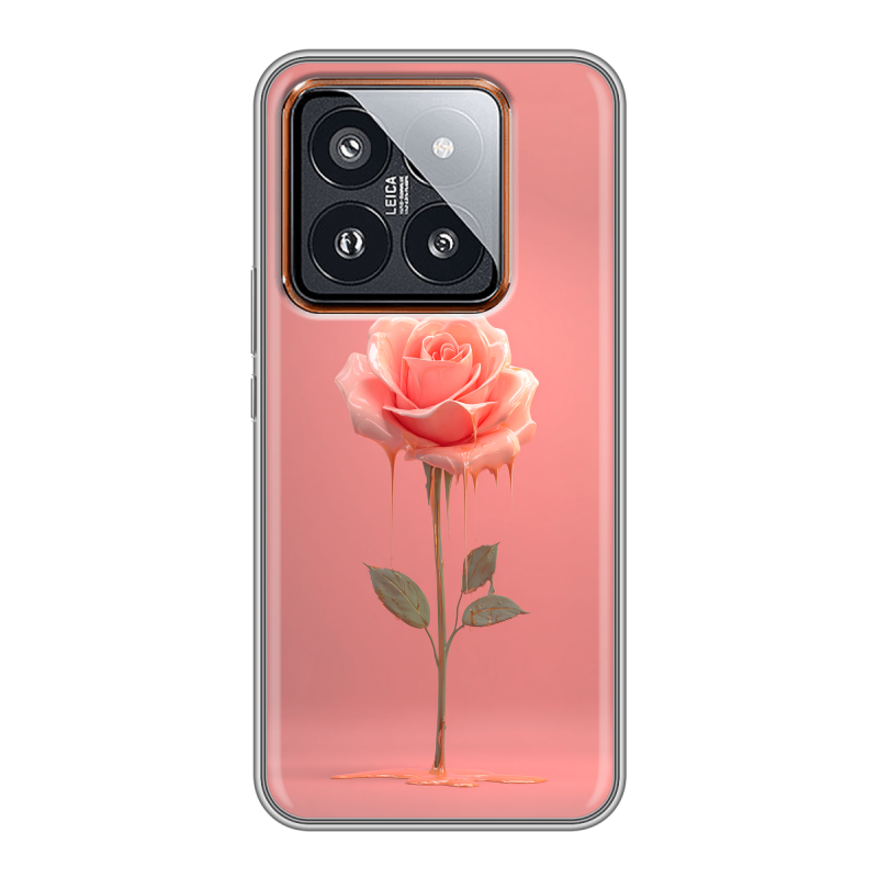 Силиконовый чехол на Xiaomi 14 Pro с принтом Розовая роза Силиконовый чехол на Xiaomi 14 Pro с принтом Розовая роза