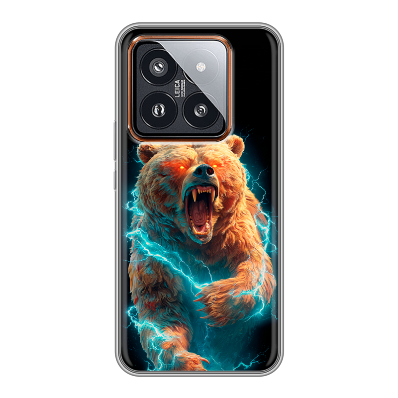 Силиконовый чехол на Xiaomi 14 Pro с принтом Медведь Силиконовый чехол на Xiaomi 14 Pro с принтом Медведь
