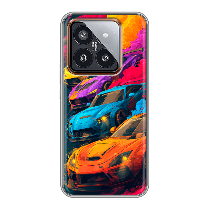 Силиконовый чехол на Xiaomi 14 Pro с принтом Тачки Силиконовый чехол на Xiaomi 14 Pro с принтом Тачки