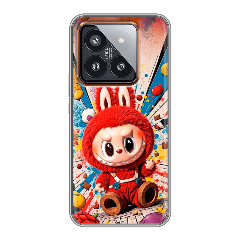 Силиконовый чехол на Xiaomi 14 Pro с принтом Labubu Лабубу Силиконовый чехол на Xiaomi 14 Pro с принтом Labubu Лабубу