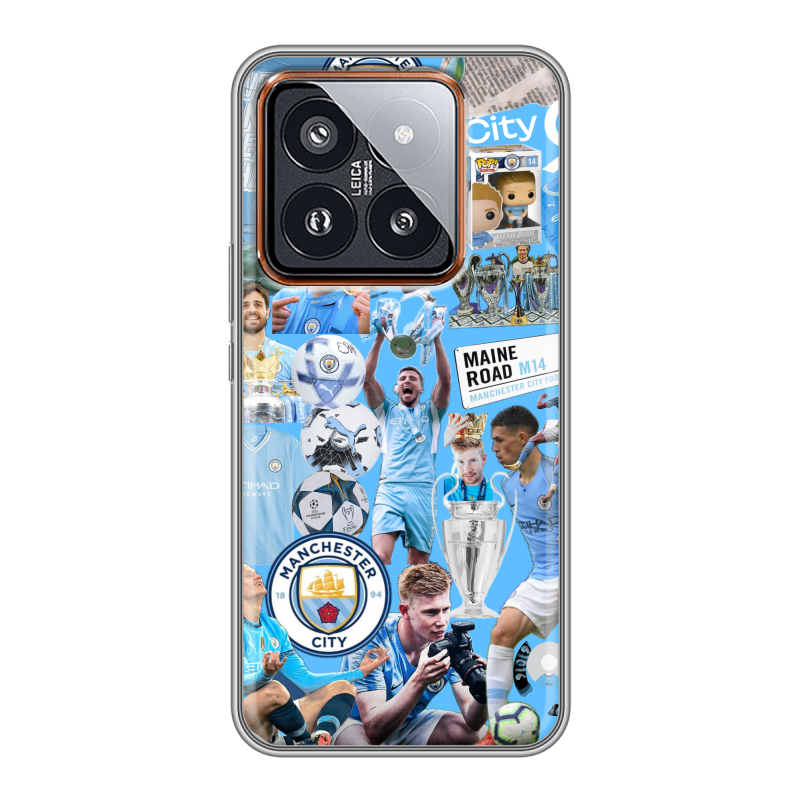 Силиконовый чехол на Xiaomi 14 Pro с принтом Man City Манчестер Сити Силиконовый чехол на Xiaomi 14 Pro с принтом Man City Манчестер Сити