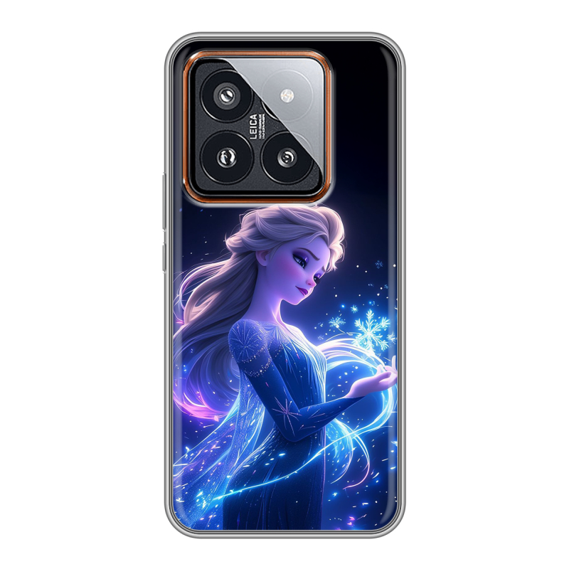 Силиконовый чехол на Xiaomi 14 Pro с принтом Холодное сердце Frozen Силиконовый чехол на Xiaomi 14 Pro с принтом Холодное сердце Frozen