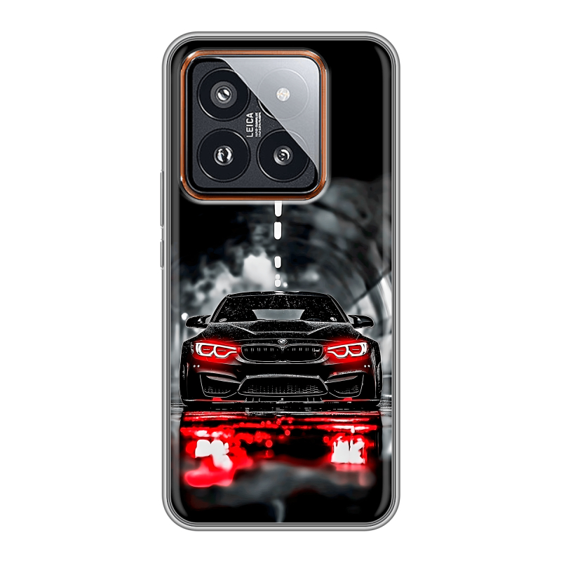 Силиконовый чехол на Xiaomi 14 Pro с принтом BMW БМВ Силиконовый чехол на Xiaomi 14 Pro с принтом BMW БМВ