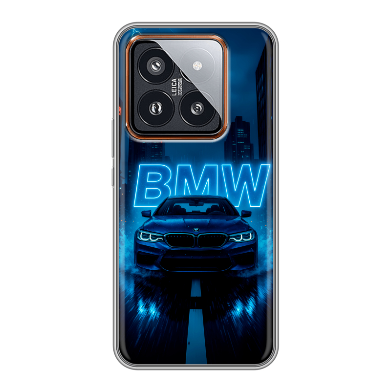 Силиконовый чехол на Xiaomi 14 Pro с принтом BMW БМВ Силиконовый чехол на Xiaomi 14 Pro с принтом BMW БМВ