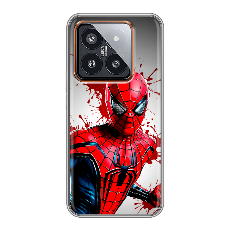 Силиконовый чехол на Xiaomi 14 Pro с принтом Spiderman Человек паук Силиконовый чехол на Xiaomi 14 Pro с принтом Spiderman Человек паук