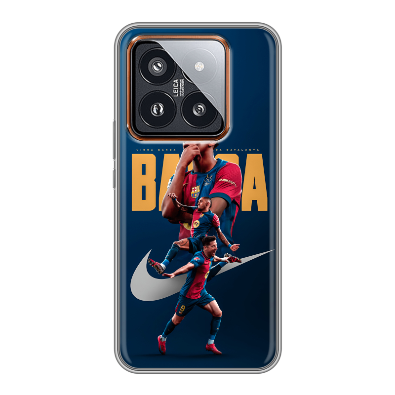 Силиконовый чехол на Xiaomi 14 Pro с принтом Барселона Barca Yamal Силиконовый чехол на Xiaomi 14 Pro с принтом Барселона Barca Yamal