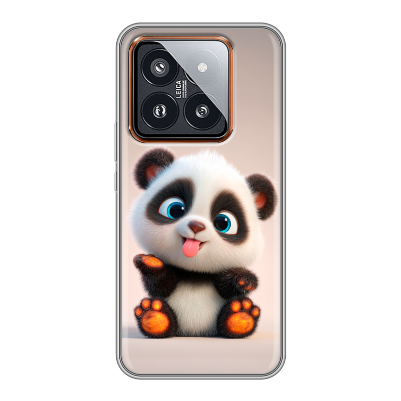 Силиконовый чехол на Xiaomi 14 Pro с принтом милая панда Силиконовый чехол на Xiaomi 14 Pro с принтом милая панда