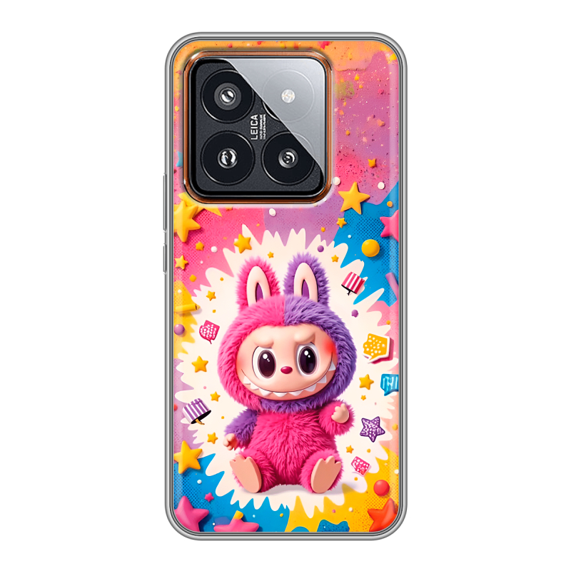 Силиконовый чехол на Xiaomi 14 Pro с принтом Labubu Лабубу Силиконовый чехол на Xiaomi 14 Pro с принтом Labubu Лабубу