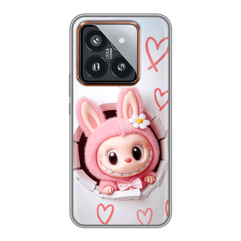 Силиконовый чехол на Xiaomi 14 Pro с принтом Labubu Лабубу Силиконовый чехол на Xiaomi 14 Pro с принтом Labubu Лабубу