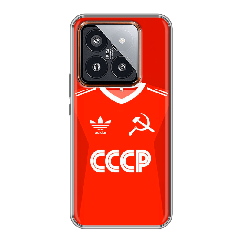 Силиконовый чехол на Xiaomi 14 Pro с принтом Флаг Герб СССР Силиконовый чехол на Xiaomi 14 Pro с принтом Флаг Герб СССР