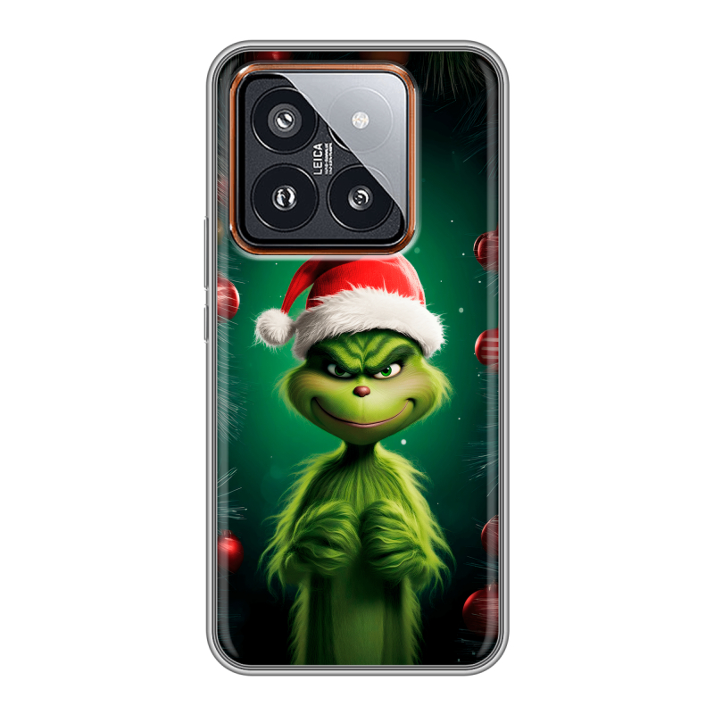 Силиконовый чехол на Xiaomi 14 Pro с принтом Гринч Новый год Рождество Силиконовый чехол на Xiaomi 14 Pro с принтом Гринч Новый год Рождество