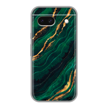 Силиконовый чехол на Google Pixel 8a с принтом Мрамор зеленое золото
