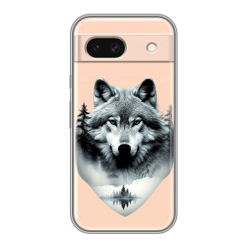 Силиконовый чехол на Google Pixel 8a с принтом Волк в лесу Силиконовый чехол на Google Pixel 8a с принтом Волк в лесу