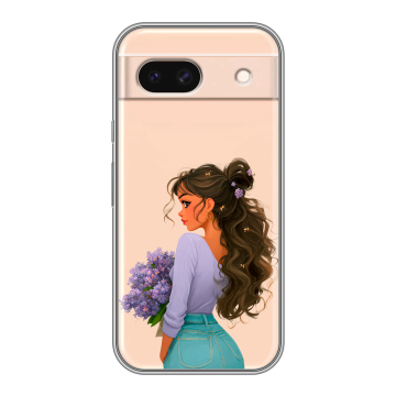Силиконовый чехол на Google Pixel 8a с принтом девушка цветы Силиконовый чехол на Google Pixel 8a с принтом девушка цветы