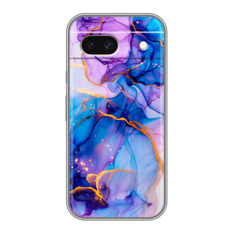 Силиконовый чехол на Google Pixel 8a с принтом синий мрамор Силиконовый чехол на Google Pixel 8a с принтом синий мрамор