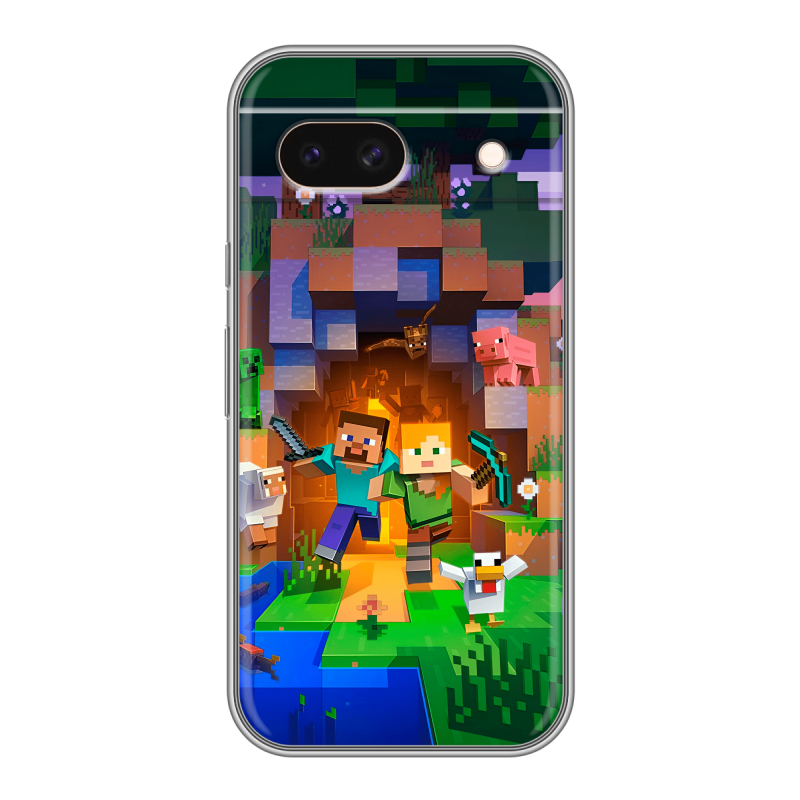 Силиконовый чехол на Google Pixel 8a с принтом Майнкрафт Minecraft Силиконовый чехол на Google Pixel 8a с принтом Майнкрафт Minecraft
