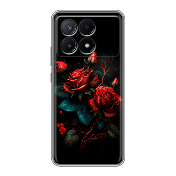 Силиконовый чехол на Xiaomi Poco X6 Pro 5G с принтом Розы красные
