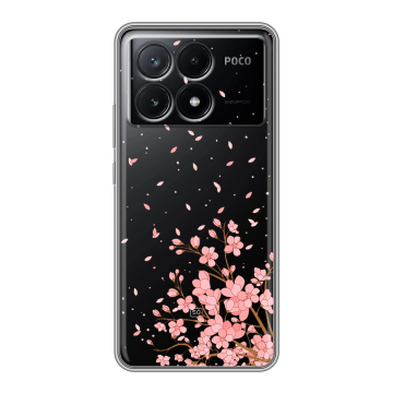 Силиконовый чехол на Xiaomi Poco X6 Pro 5G с принтом Ветка сакуры Силиконовый чехол на Xiaomi Poco X6 Pro 5G с принтом Ветка сакуры