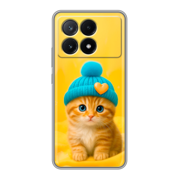 Силиконовый чехол на Xiaomi Poco X6 Pro 5G с принтом Котенок в шапке Силиконовый чехол на Xiaomi Poco X6 Pro 5G с принтом Котенок в шапке