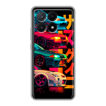 Силиконовый чехол на Xiaomi Poco X6 Pro 5G с принтом Гоночные машины