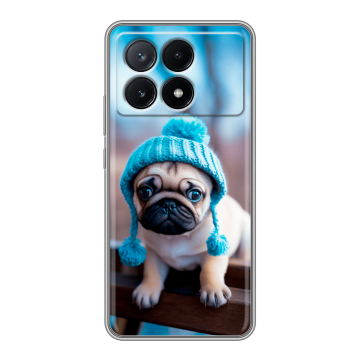 Силиконовый чехол на Xiaomi Poco X6 Pro 5G с принтом Мопс в шапке