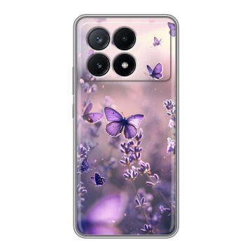 Силиконовый чехол на Xiaomi Poco X6 Pro 5G с принтом бабочки и лаванда