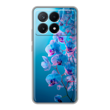 Силиконовый чехол на Xiaomi Poco X6 Pro 5G с принтом голубые орхидеи Силиконовый чехол на Xiaomi Poco X6 Pro 5G с принтом голубые орхидеи