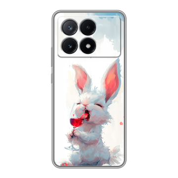 Силиконовый чехол на Xiaomi Poco X6 Pro 5G с принтом кролик зайчик Силиконовый чехол на Xiaomi Poco X6 Pro 5G с принтом кролик зайчик