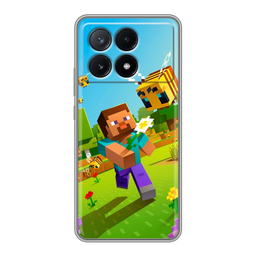 Силиконовый чехол на Xiaomi Poco X6 Pro 5G с принтом Майнкрафт Minecraft