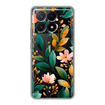 Силиконовый чехол на Xiaomi Poco X6 Pro 5G с принтом Цветы паттерн Силиконовый чехол на Xiaomi Poco X6 Pro 5G с принтом Цветы паттерн