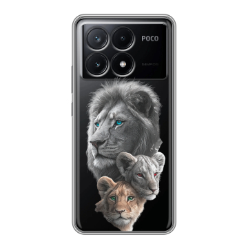 Силиконовый чехол на Xiaomi Poco X6 Pro 5G с принтом Львы Силиконовый чехол на Xiaomi Poco X6 Pro 5G с принтом Львы