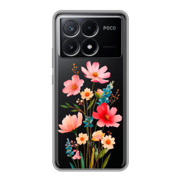 Силиконовый чехол на Xiaomi Poco X6 Pro 5G с принтом Цветы Силиконовый чехол на Xiaomi Poco X6 Pro 5G с принтом Цветы