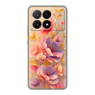 Силиконовый чехол на Xiaomi Poco X6 Pro 5G с принтом Цветы и бабочки Силиконовый чехол на Xiaomi Poco X6 Pro 5G с принтом Цветы и бабочки