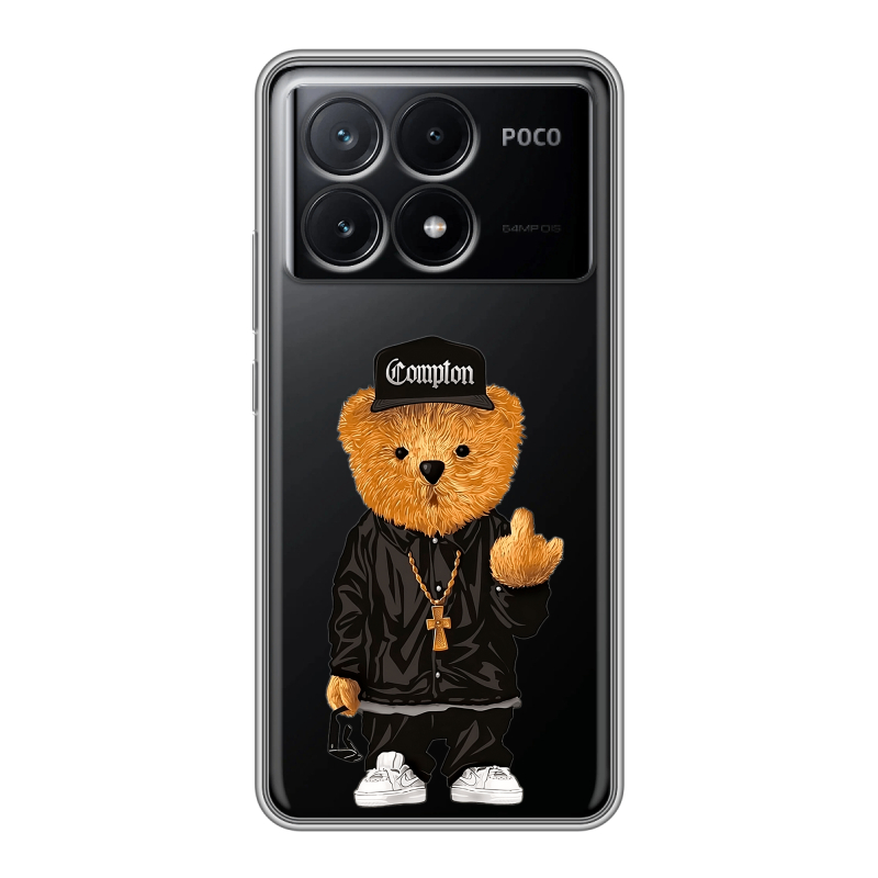 Силиконовый чехол на Xiaomi Poco X6 Pro 5G с принтом Плюшевый медведь Силиконовый чехол на Xiaomi Poco X6 Pro 5G с принтом Плюшевый медведь