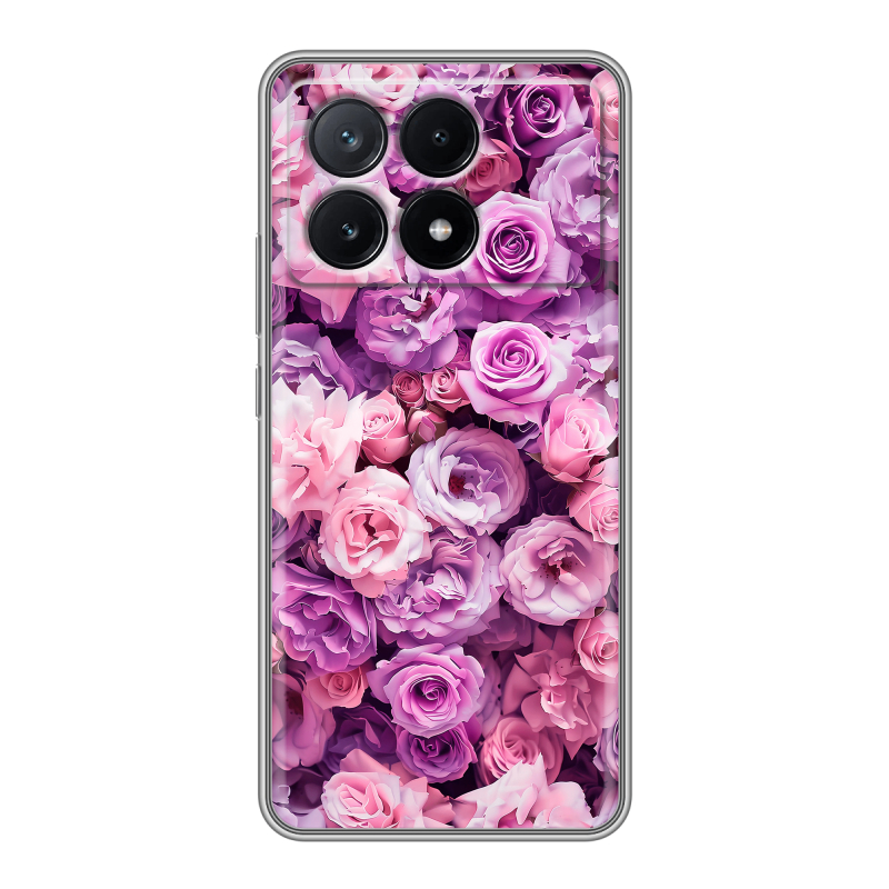 Силиконовый чехол на Xiaomi Poco X6 Pro 5G с принтом лавандовые розы Силиконовый чехол на Xiaomi Poco X6 Pro 5G с принтом лавандовые розы
