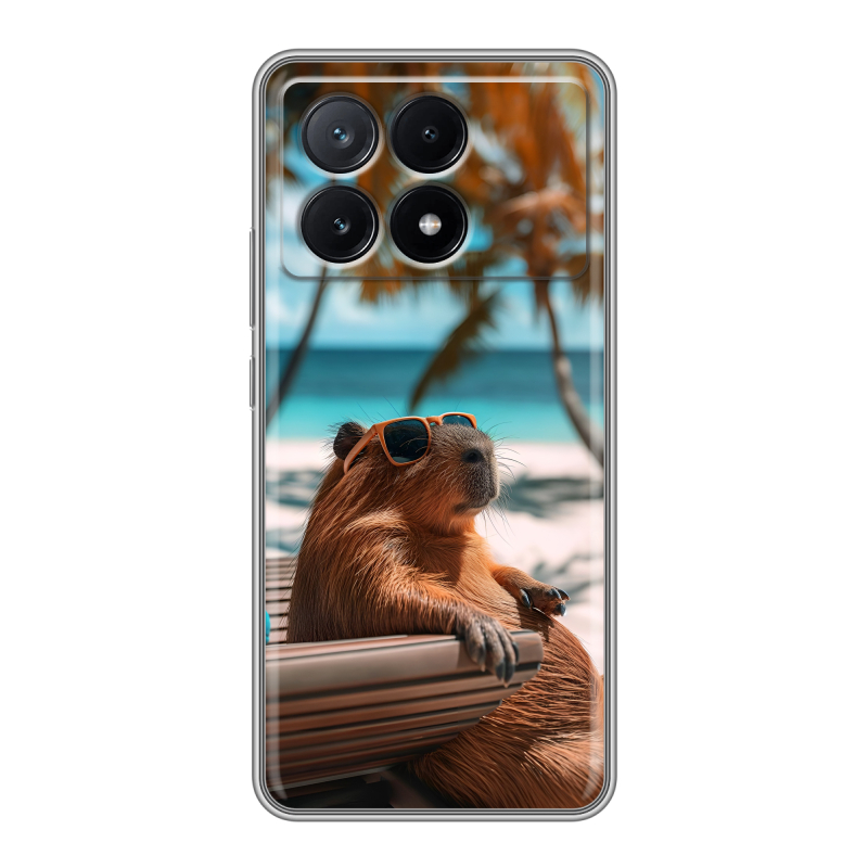 Силиконовый чехол на Xiaomi Poco X6 Pro 5G с принтом Капибара Силиконовый чехол на Xiaomi Poco X6 Pro 5G с принтом Капибара