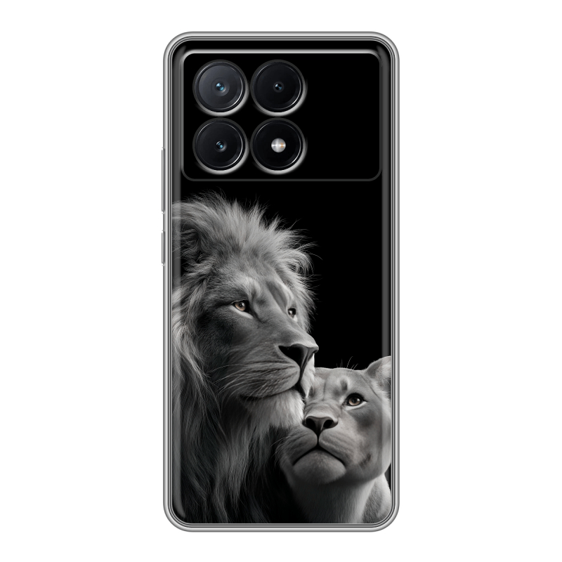 Силиконовый чехол на Xiaomi Poco X6 Pro 5G с принтом Лев кошки Силиконовый чехол на Xiaomi Poco X6 Pro 5G с принтом Лев кошки